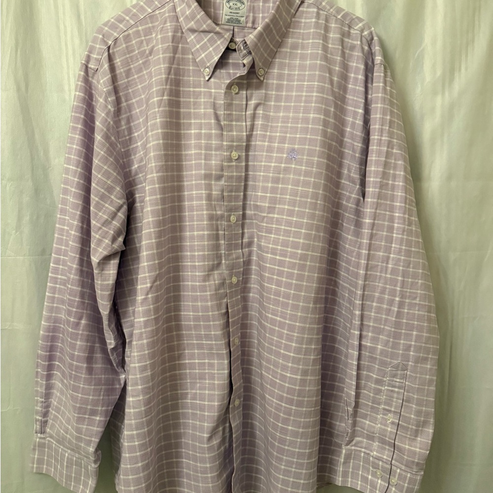 Brooks Brothers Regent Lavender Checkered Button Down Shirt